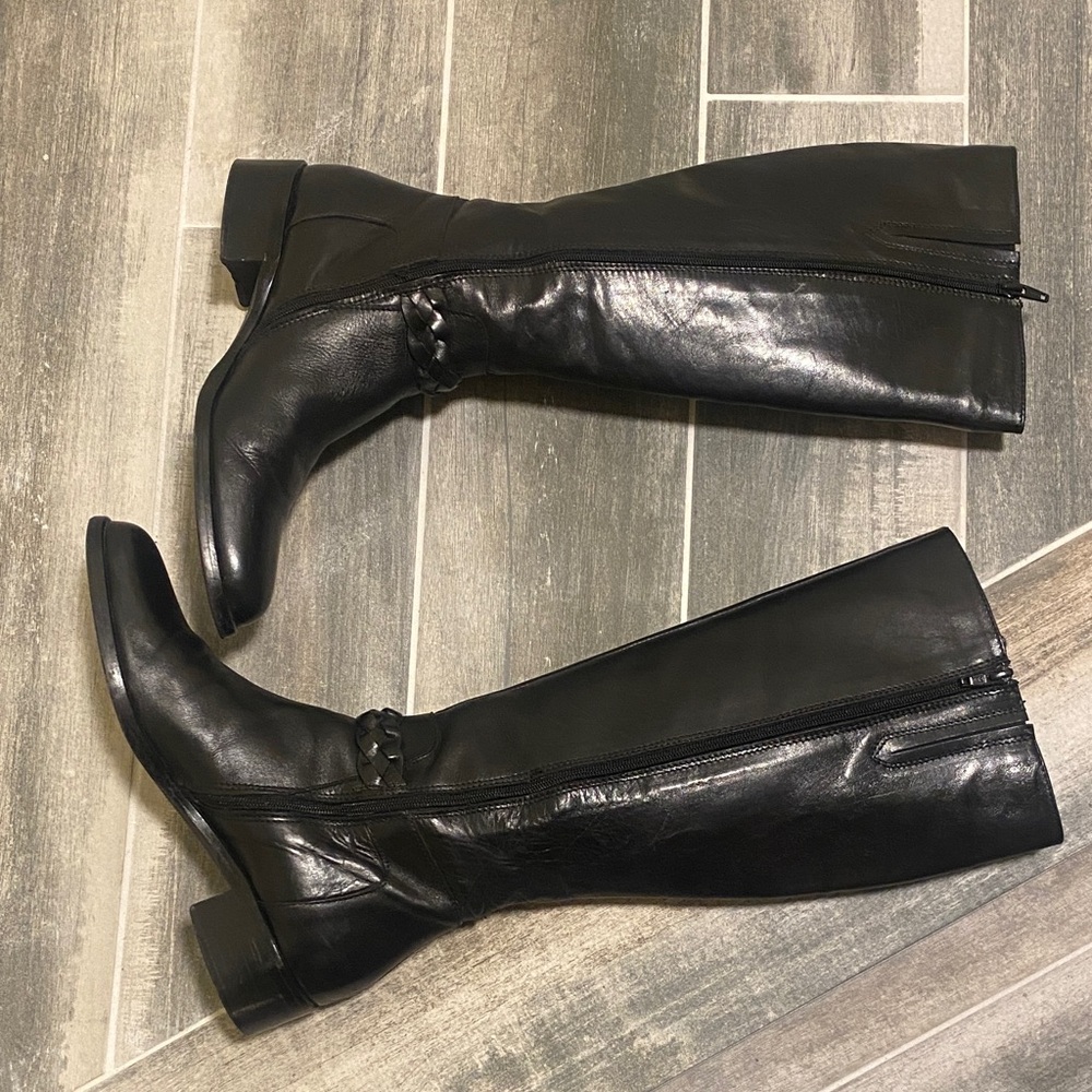 Minelli Knee-High Leather Boots Black Women’s size 9.5 - Picture 5 of 10